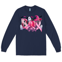 Navy boo pink pumpkin witch breast cancer Long Sleeve Tee - CowGirlArtShop