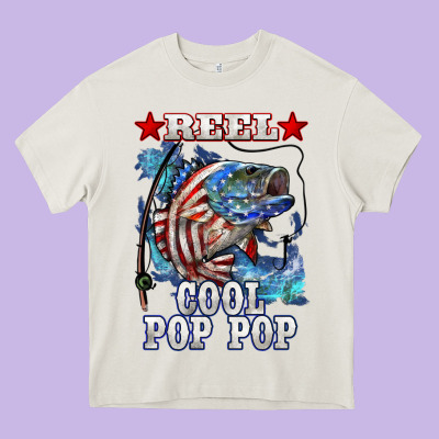 Reel Cool Pop Pop American Flag Bass Heavy Core Tee Designed By Lillyallendesigns