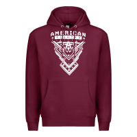Burgundy American Fighter 3 Premium Hoodie - lanVoArt