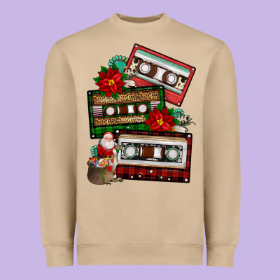 Christmas Cassette Gemstone Heavyweight Sweatshirt Designed By Fadigitalartstudio