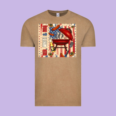 Red White And Bbq Usa Flag Vintage Tee Designed By Tumblerdesignbyshophia