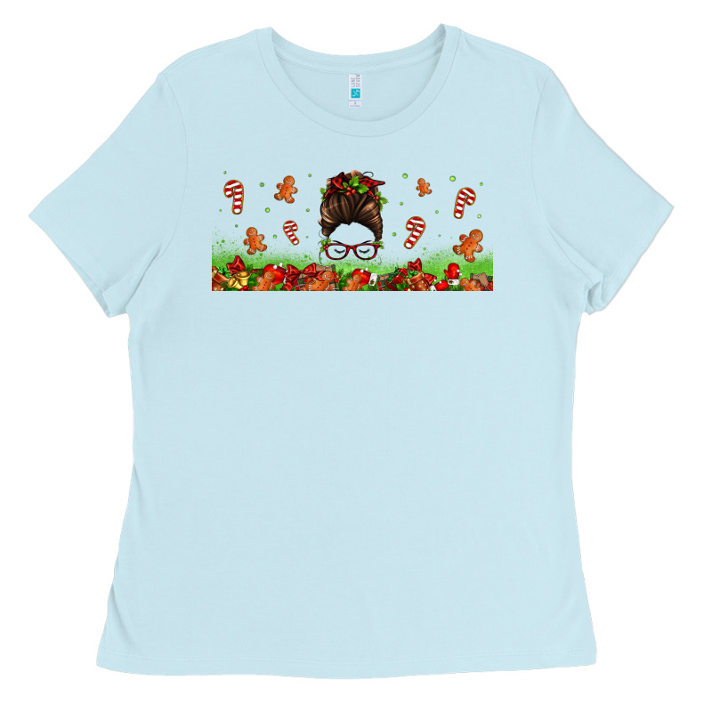 Christmas Mama Messy Bun Ladies Tee by Jasminsmagicworld | Teevron