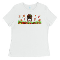White christmas mama messy bun Ladies Tee - Jasminsmagicworld