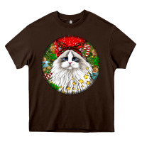 Chocolate Brown christmas ragdoll  cat Heavy Core Tee - LillyAllenDesigns
