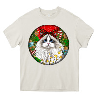 Cream christmas ragdoll  cat Heavy Core Tee - LillyAllenDesigns