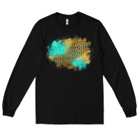Black turquoise leopard patch Long Sleeve Tee - Jasminsmagicworld