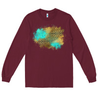Burgundy turquoise leopard patch Long Sleeve Tee - Jasminsmagicworld