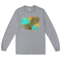 Heather Grey turquoise leopard patch Long Sleeve Tee - Jasminsmagicworld