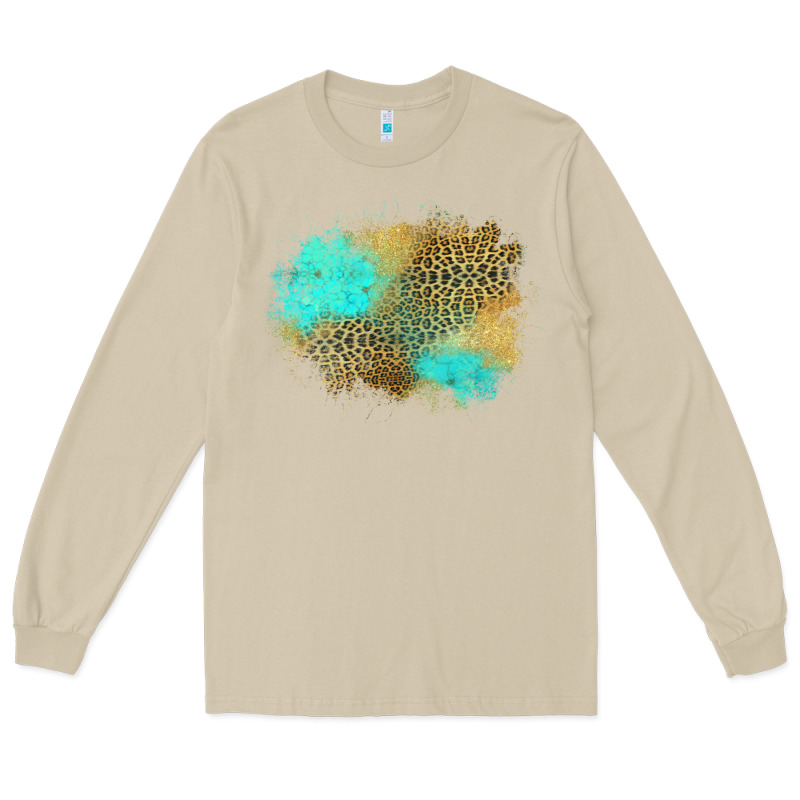 Turquoise Leopard Patch Long Sleeve Tee by Jasminsmagicworld | Teevron