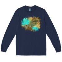 Navy turquoise leopard patch Long Sleeve Tee - Jasminsmagicworld