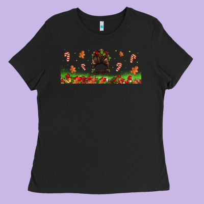 Christmas Mama Messy Bun Ladies Tee Designed By Jasminsmagicworld