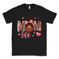 Black Afro Messy Bun Mom Life Classic Tee - texasbilliewilder