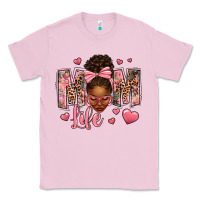 Bubblegum Pink Afro Messy Bun Mom Life Classic Tee - texasbilliewilder