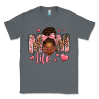 Charcoal Heather Afro Messy Bun Mom Life Classic Tee - texasbilliewilder