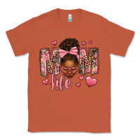 Copper Afro Messy Bun Mom Life Classic Tee - texasbilliewilder