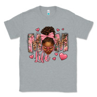 Heather Grey Afro Messy Bun Mom Life Classic Tee - texasbilliewilder