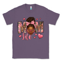Lavender Afro Messy Bun Mom Life Classic Tee - texasbilliewilder