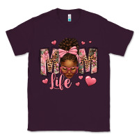 Plum Afro Messy Bun Mom Life Classic Tee - texasbilliewilder