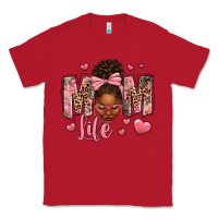 Red Afro Messy Bun Mom Life Classic Tee - texasbilliewilder