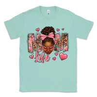 Seafoam Afro Messy Bun Mom Life Classic Tee - texasbilliewilder