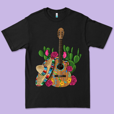 ,mexican Sombrero Guitar Rose Cactus Premium Tee Designed By Artiststas
