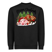 Black merry christmas pig Heavyweight Sweatshirt - FaDigitalArtStudio