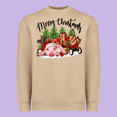 Merry Christmas Pig Heavyweight Sweatshirt Designed By Fadigitalartstudio