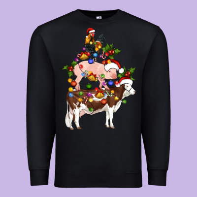 Stacked Christmas Farm Animals Premium Sweatshirt Designed By Artiststas