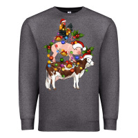 Charcoal Heather stacked christmas farm animals Premium Sweatshirt - Artiststas