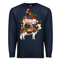 Navy stacked christmas farm animals Premium Sweatshirt - Artiststas