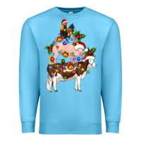 Ocean Blue stacked christmas farm animals Premium Sweatshirt - Artiststas