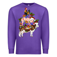 Purple stacked christmas farm animals Premium Sweatshirt - Artiststas