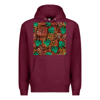 Burgundy fall leaves seamless pattern Premium Hoodie - BundleAndBundleShop