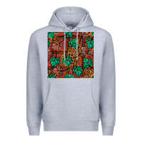 Heather Grey fall leaves seamless pattern Premium Hoodie - BundleAndBundleShop