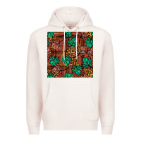 Pale Pink fall leaves seamless pattern Premium Hoodie - BundleAndBundleShop