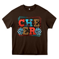Chocolate Brown Cheer Baseball stitchs Heavy Core Tee - LillyAllenDesigns
