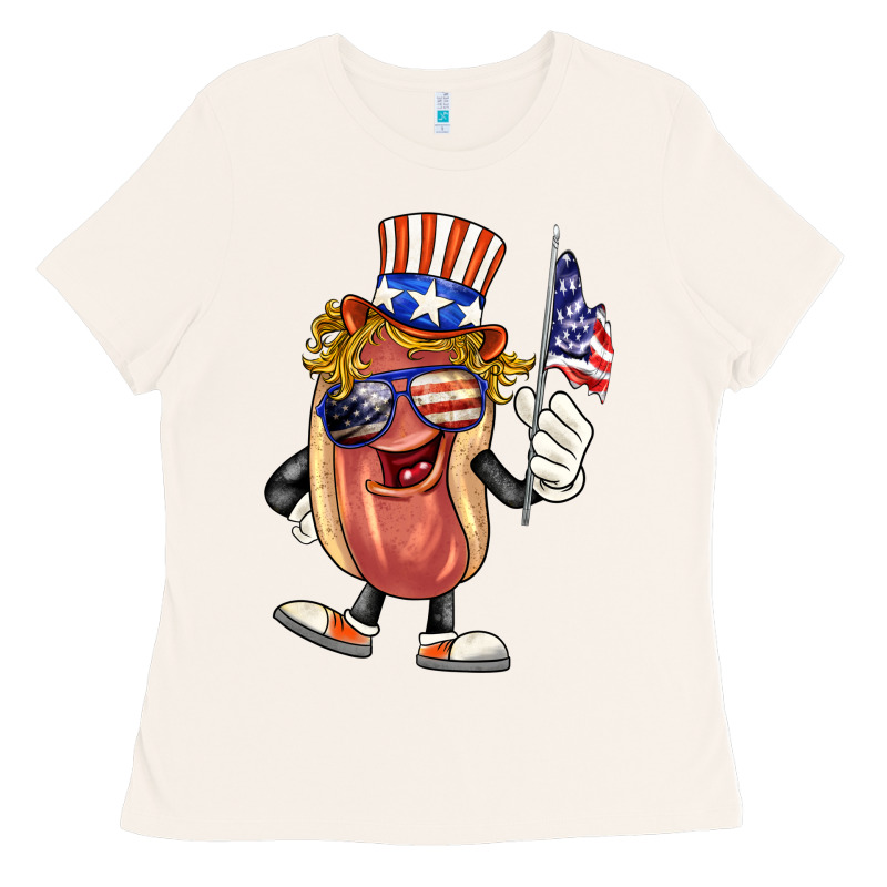 4th Of July Hot Dog Ladies Tee by BarkalooDesign | Teevron