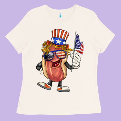 4th Of July Hot Dog Ladies Tee Designed By Barkaloodesign