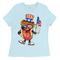 Baby Blue 4th of july hot dog Ladies Tee - BarkalooDesign