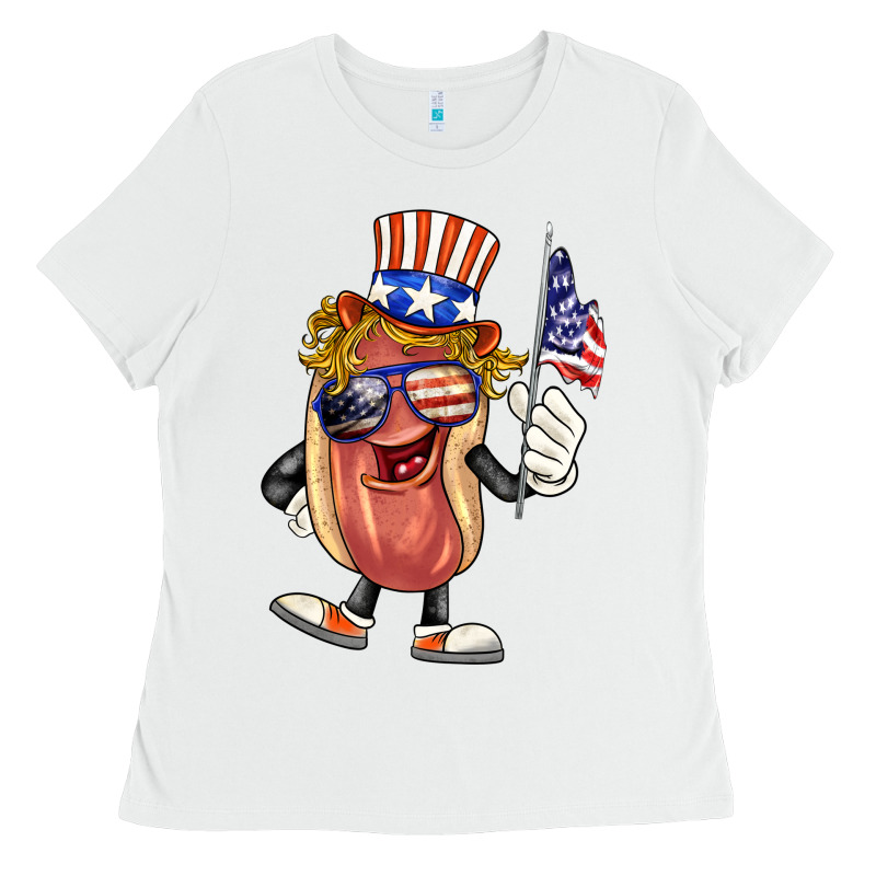 4th Of July Hot Dog Ladies Tee by BarkalooDesign | Teevron