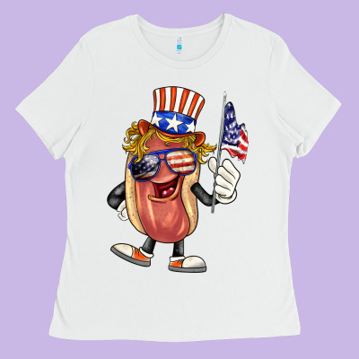 4th Of July Hot Dog Ladies Tee Designed By Barkaloodesign