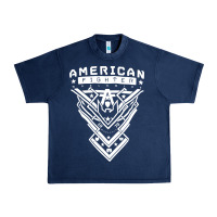 Navy American Fighter 3 Urban Heavy Tee - lanVoArt