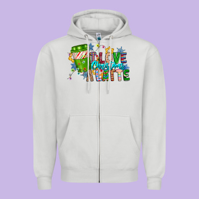 Live Christmas Latte Zipper Hoodie Designed By Cowhidedigitalart