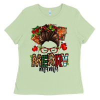 Matcha Christmas merry mama messy bun Ladies Tee - Jasminsmagicworld