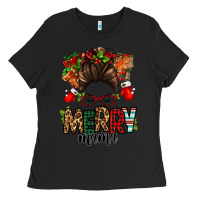 Black Christmas merry mama messy bun Ladies Tee - Jasminsmagicworld