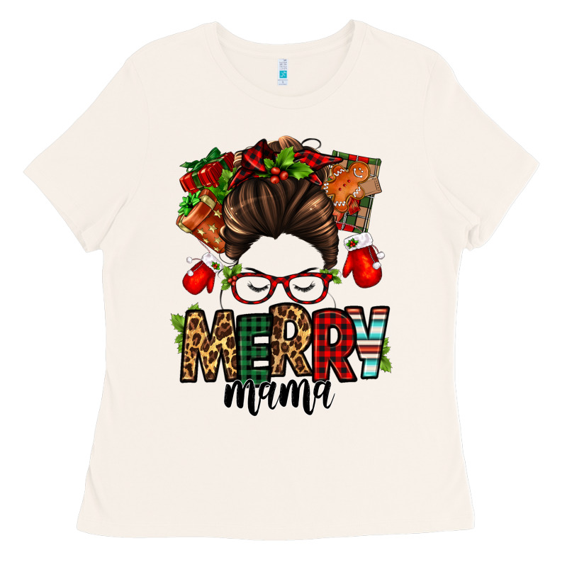Christmas Merry Mama Messy Bun Ladies Tee by Jasminsmagicworld | Teevron