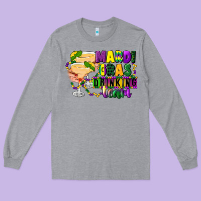 Mardi Gras Drinking Team Margaritas Long Sleeve Tee Designed By Cowgirlartshop