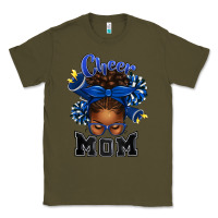 Army Green Cheer Mom Afro Messy Bun Classic Tee - texasbilliewilder