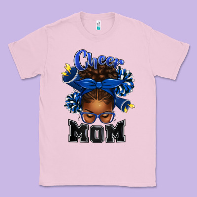 Cheer Mom Afro Messy Bun Classic Tee Designed By Texasbilliewilder