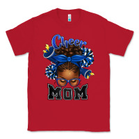 Red Cheer Mom Afro Messy Bun Classic Tee - texasbilliewilder